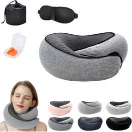 Подушка для подорожей Nappy Dreamjoy з Memory Foam, сірого кольору, для авто, поїздів та літаків, A3 H669-3