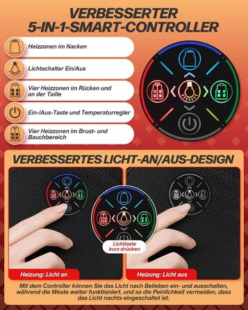Електрична гріюча жилетка з підігрівом для жінок та чоловіків, 5V/7.4V, 20000mAh, 10 зон нагріву, 3 температурні режими, для велоспорту, активного відпочинку, роботи на вулиці, кемпінгу, розмір L, чорна