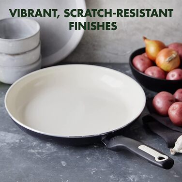 GreenPan Rio: набір сковорідок з антипригарним покриттям Ceramic, 2 шт. (20 см + 26 см), без PFAS, Stay-Cool ручка, термостійкі до 160°C, придатні для миття в посудомийній машині, чорний & кремовий