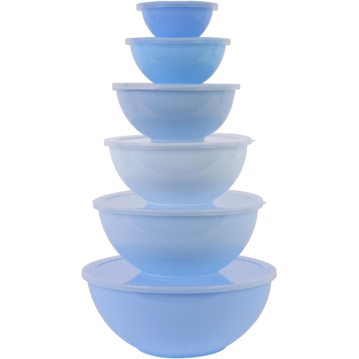 Набір мисок для перемішування BoxedHome з кришками (12 шт.) - миски, салатники, контейнери для сервірування, пластик, синій