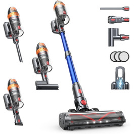 SMOTURE Бездротовий пилосос 650W, 50KPA, для видалення шерсті тварин, 60 хв роботи, самостійна підставка, зарядка на стіні, автоматичний режим для килима/підлоги