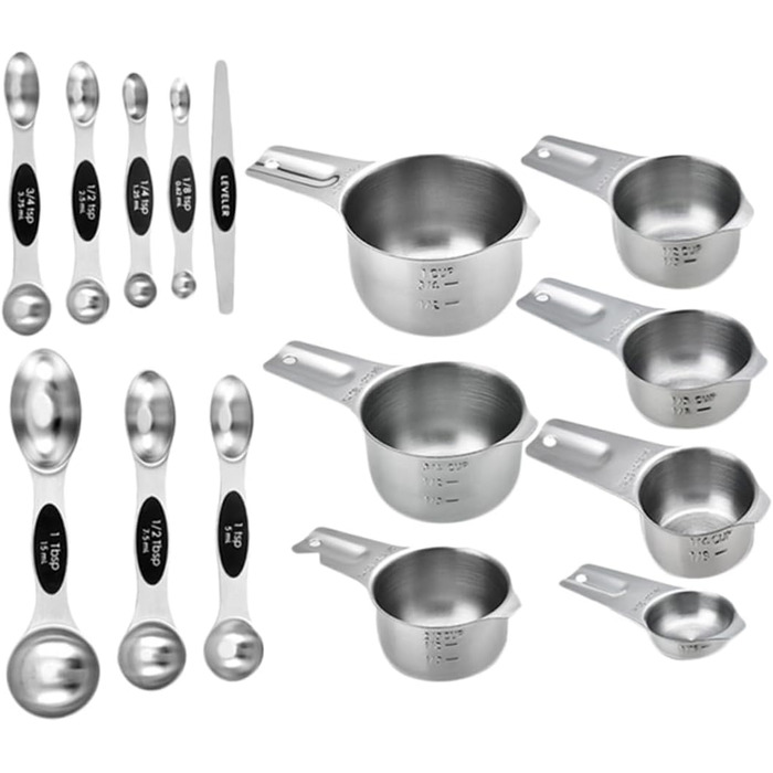 PRETYZOOM 3-Piece Measuring Cup and Spoon Set, Baking Molds, Cold Brew Coffee Maker, Coffee Cups, Medium Cookie Cutters (Reindeer), Baking Measuring Cup, Measuring Spoons, Cup, Stainless Steel