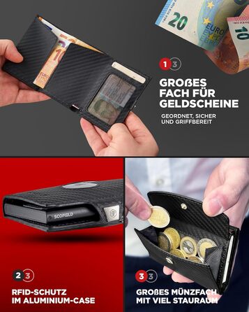 SF SCOFIELD Duality Airtag Wallet with Coin Pocket | Wallet for 8-10 Cards | Men's Wallet with RFID Protection | Slim Wallet | Smart Wallet | Card Holder with Air Tag Compartment | Bifold Wallet
