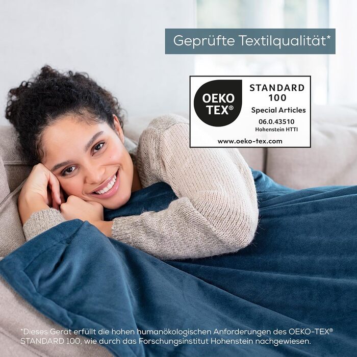 Електрична ковдра Beurer HD 75 з 6 режимами нагріву, системою безпеки та автовимкненням, 180x130 см (Petrol)