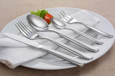 Набір столових приборів Gräwe Leipzig на 12 осіб (68 предметів) з нержавіючої сталі, з кейсом та столовим приладдям для тортів, ручна полірування, придатний для миття в посудомийній машині