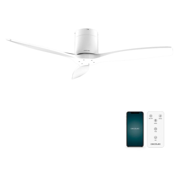 Вентилятор стельовий Cecotec EnergySilence Aero 5500 Aqua IronDarkWood Connected, DC мотор 40W, Wi-Fi, для дому та вулиці, 3 лопаті, 6 режимів, металік та темно-коричневий (білий)