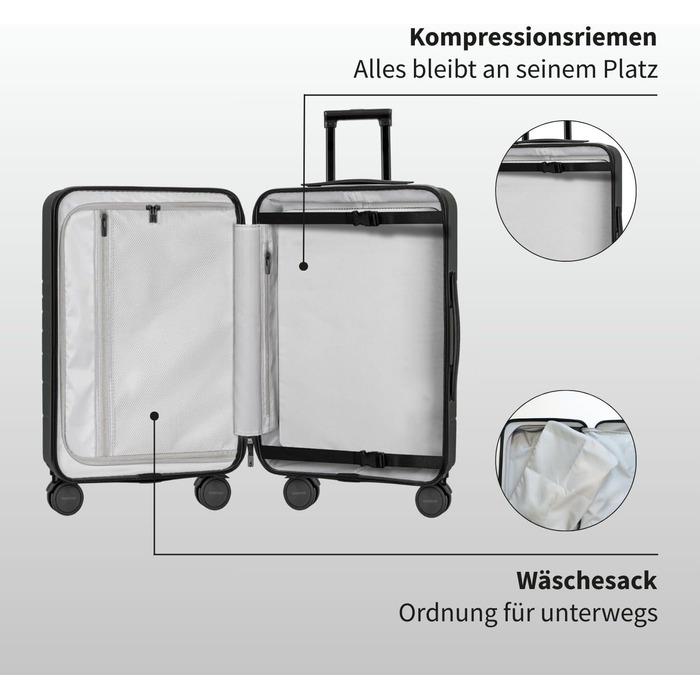 Валіза ETERNITIVE з полікарбонату та ABS: легка, з колесами 360°, з TSA-замком, для ручної поклажі, оливковий колір