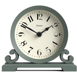 JONES CLOCKS® Saloon Table Clock | Traditional Double Scroll Design | Green | Contemporary classic style for desk, table, shelf, or bedside table