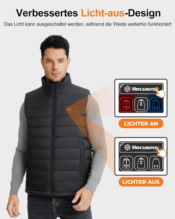 Електрична грійна жилетка для чоловіків з Powerbank 16000mAh 7.4V, 9 зон нагріву, для катання на лижах, активного відпочинку, велосипедної їзди, XXL, чорний