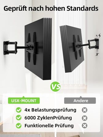 Кріплення для телевізора USX-MOUNT на стіну, поворотне та нахильне, для LED, OLED, Plasma телевізорів (32-70 дюймів), універсальне, з подвійним кріпленням, VESA до 400x400 мм, до 45 кг