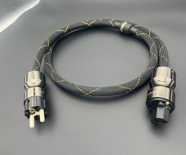 HiFi мережевий кабель живлення 10AWG з феритним кільцем, безкисневий мідний дріт для аудіосистем High-End, 1.5м, чорний