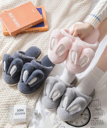 Тапочки до дому з плюшевими вушками кролика, жіночі, зелені. Теплі, м'які, неслизькі