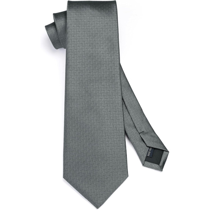 Краватка для чоловіків HISDERN на весілля з кишеньковим хустинкою, класичний візерунок, в клітинку, в горіх, бізнес-краватка та кишеньковий хустинка (Сірий)