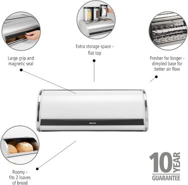 Контейнер для хліба Brabantia Rollbrotkasten, чорний мат, середній, для зберігання хліба, багелів та булочок
