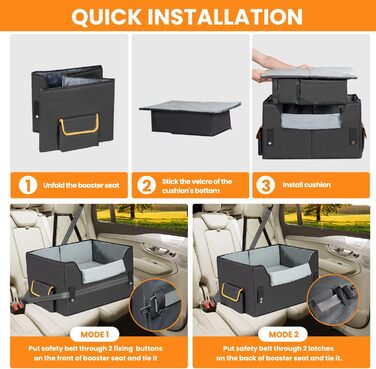 Автомобільний лежак для собак - чорний, 20 кг, M - зручний крісло-кошик для собак на переднє сидіння або заднє сидіння авто