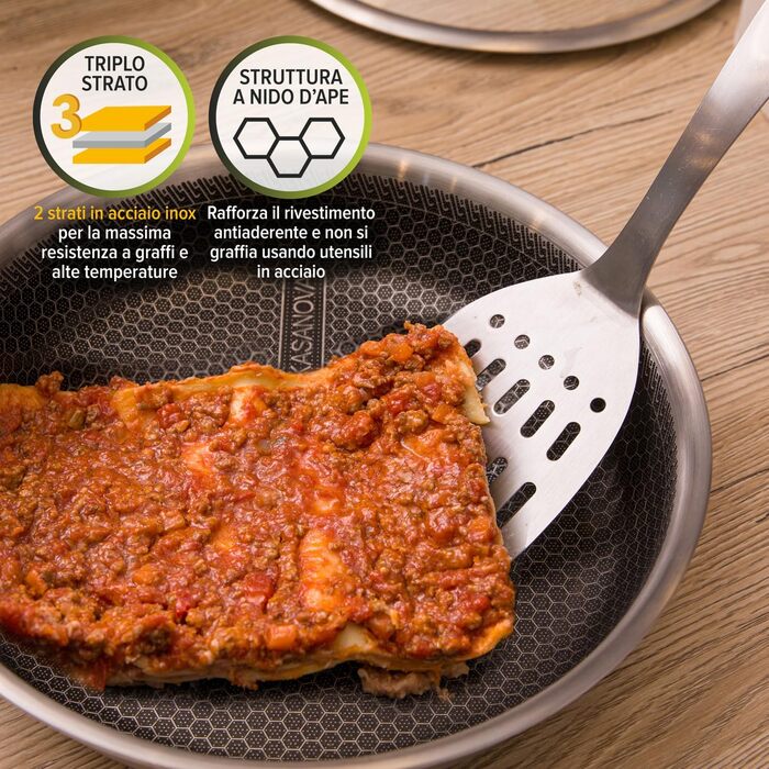 Сковорода KASANOVA Tri-ply з антипригарним покриттям Honeycomb, 22 см - для всіх типів плит та духовки