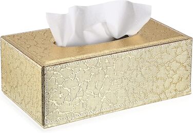 BTSKY Rectangular Faux Leather Tissue Box Cover, Elegant and Stylish Decoration (Gold)