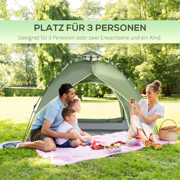 Outsunny Camping Tent Double Tent for 2 Adults + 1 Child, Waterproof, 4-Season, 210x210x140cm, ideal for outdoor adventures