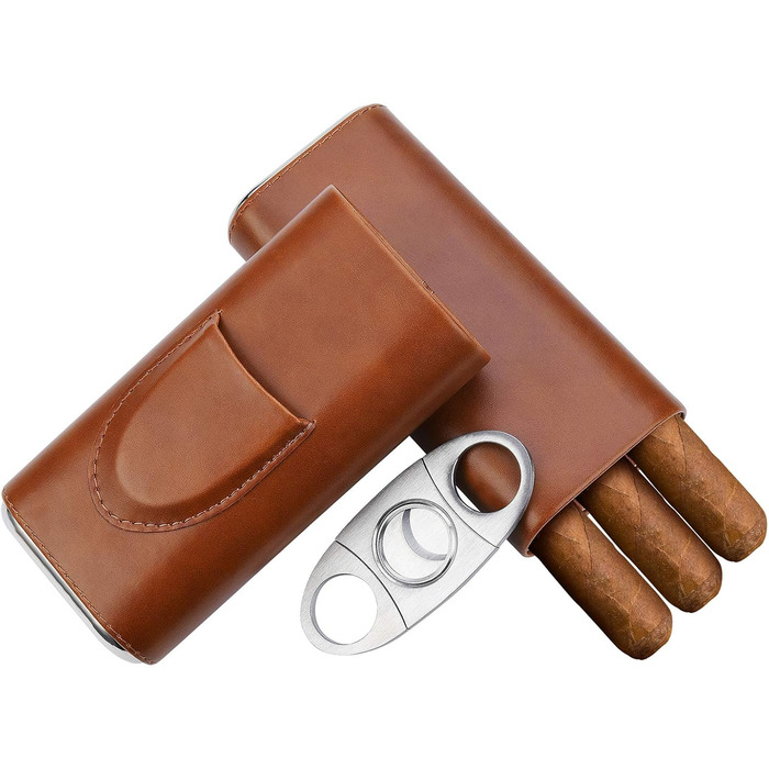 Вишуканий футляр для сигар з кедрової деревини - дорожній кейс, різак для сигар, гумодор, чохол (колір: коричневий)