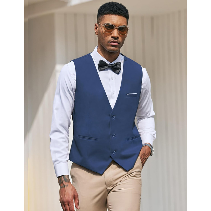 Жилет чоловічий COOFANDY, приталений, формальний, оксамитовий, для ділового стилю або смокінгу (Блакитний Павич, 4XL)