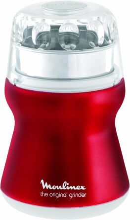 Moulinex AR1105 Coffee Grinder | with Stainless Steel Container | Transparent Lid | Red Ruby/metallic-red/white