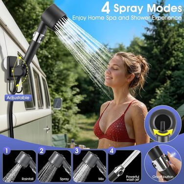 Campingdusche KingSom з насосом та підігрівом, 8000mAh, портативна душова установка для кемпінгу, саду, подорожей, автомийки з LED дисплеєм