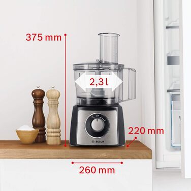 Кухонний комбайн Bosch MultiTalent 3 Plus MCM3PM386, 900 Вт, 50 функцій, 2,3 л чаша, 1 л блендер, універсальний ніж, насадки для нарізки і натирання, вінчик для збивання, чорний
