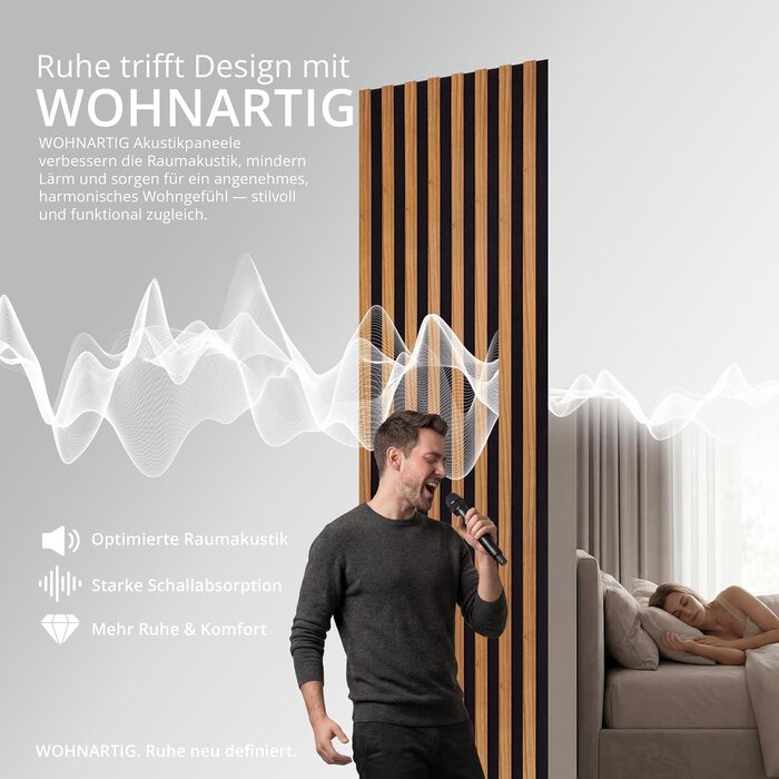 Акустичні панелі SPAZIO (набір 2 шт.) 260x54 см, колір Світлий горіх — стінова облицювання з акустичного фетру