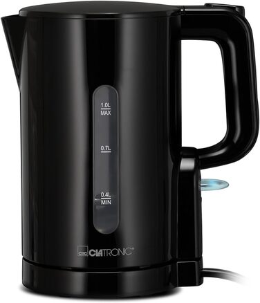 Електричний чайник Clatronic WK 3834 чорний, 1 л, 900 Вт, BPA Free, з індикатором рівня води та захистом від перегріву
