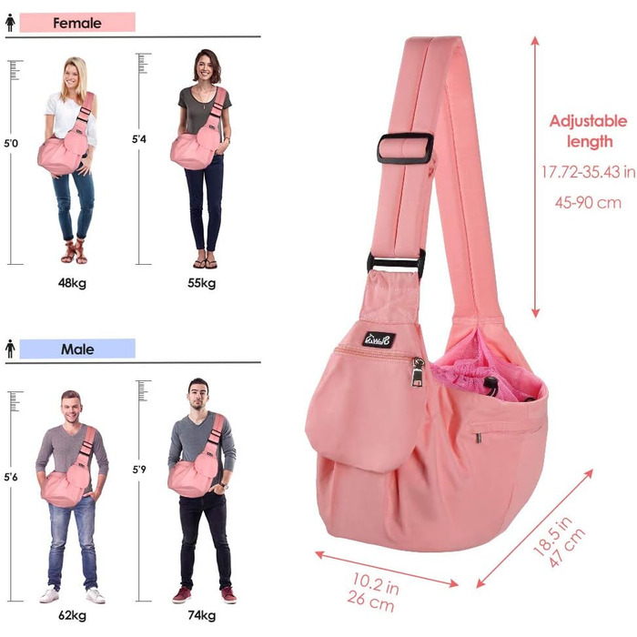 Сумка-переноска для собак Nasjac, ручне кріплення, з підставками для дна, комфортна, з регульованим плечовим ременем та кишенею на блискавці, для маленьких собак та котів, для подорожей на відкритому повітрі (Рожева)