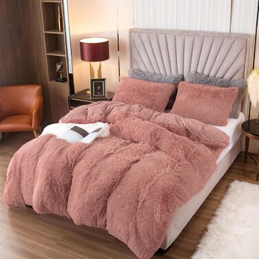 Комплект постільної білизни EMME з м'якого біру, 135x200 см + 80x80 см, білий/рожевий