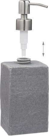 Дозатор для мила Relaxdays, 200 мл, сірий, наповнюваний, для ванної, туалету, кухні, з нержавіючої сталі
