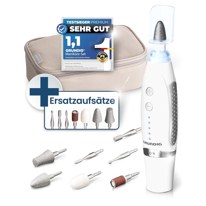 Набір для манікюру та педикюру Grundig електричний з LED та сапфіровим набором аксесуарів (17 шт.)