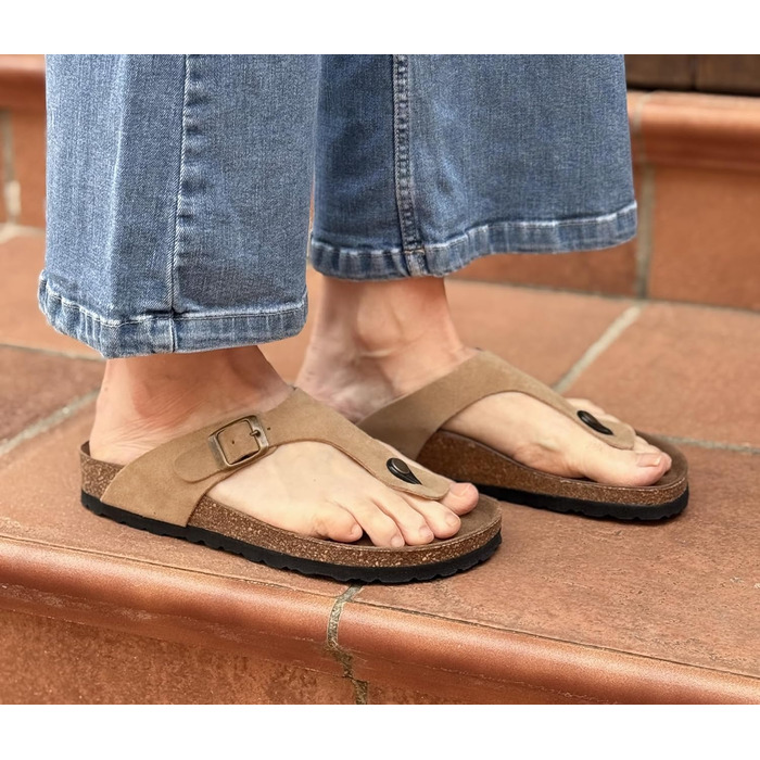 Сндалі шкіряні Ledersandalen анатомічні з корковою устілкою, тауп (Taupe), 41 EU, Іспанія