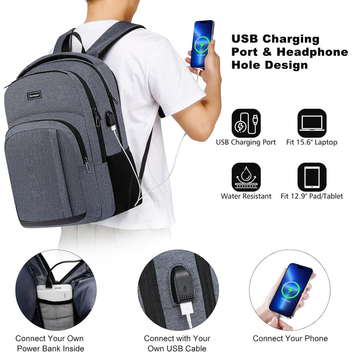 Шкільний рюкзак для хлопчиків та дівчаток-підлітків, рюкзак чоловічий жіночий, Daypack для ноутбука 15.6