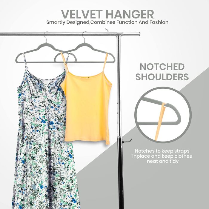 Utopia Home Premium Velvet Clothes Hangers 20-Pack - Non-Slip & Durable Clothes Hangers - Grey Clothes Hangers with 360 Degree Swivel Hook - Heavy-Duty Clothes Hangers