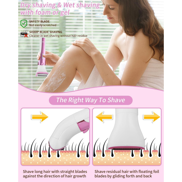 Електричний жіночий тример 5-в-1 для тіла, бікіні, брів та носа. USB-зарядка. Білий (фіолетовий)