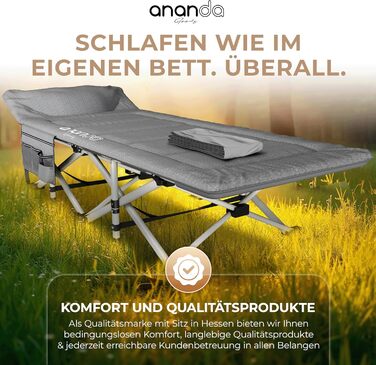 Розкладне ліжко Ananda Goods: туристичне, для кемпінгу, гостьове, з бавовняно-льоновій матраци та постільною білизною 100% бавовна