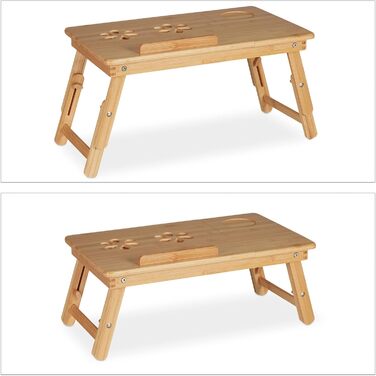 Столик для ноутбука Relaxdays, бамбуковий, регульований, з вентиляцією та ящиком, 1 шт.