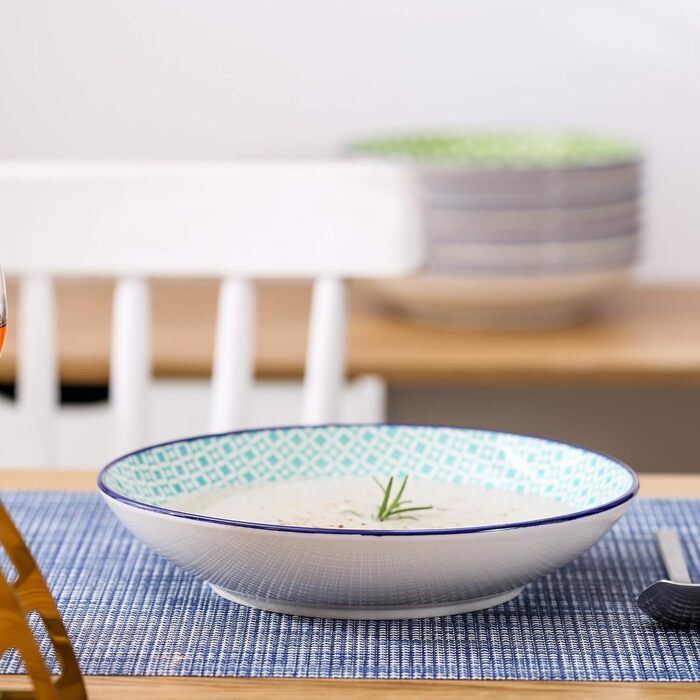 Набір тарілок Vancasso Macaroon (8 шт.): супові та глибокі, порцеляна, Ø 21.5 см, 600 мл