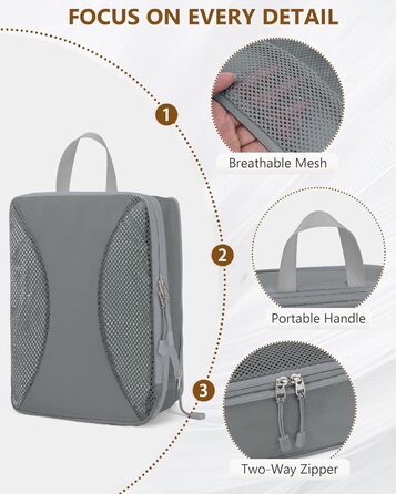 Органайзери для валізи Anjing Compression Cubes - 10 шт., компресійні кишені для подорожей, сірі