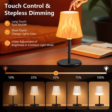 Настільна лампа LED акумуляторна бездротова 2 шт, димується, RGB, сенсорна, водонепроникна IP54 для спальні, вітальні, балкону