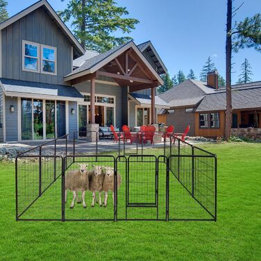 Кія для собак, вольєр для цуценят 65x80 см, чорний металевий, для собак, котів, кроликів, внутрішній/зовнішній, 16 частин