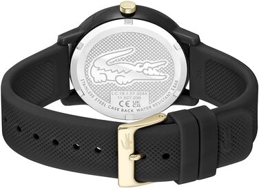 Годинник Lacoste 12.12 Analog Quartz Чоловічий/Жіночий з силіконовим браслетом Petit Piqué - Чорний/Золотий