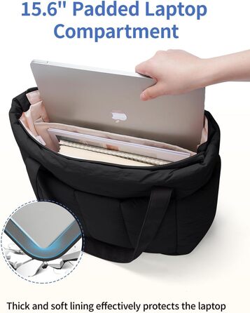 Сумка жіноча Narwey Shopper велика, легка для роботи, школи, університету, сумка-тоут з багатьма відділеннями, чорна