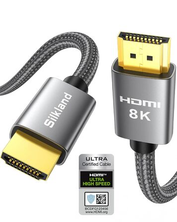 Кабель HDMI 2.1 Silkland 8K (2м) - Сертифікований, eARC, 48Gbps, сумісний з PS5, Fire TV, HDTV, Laptop
