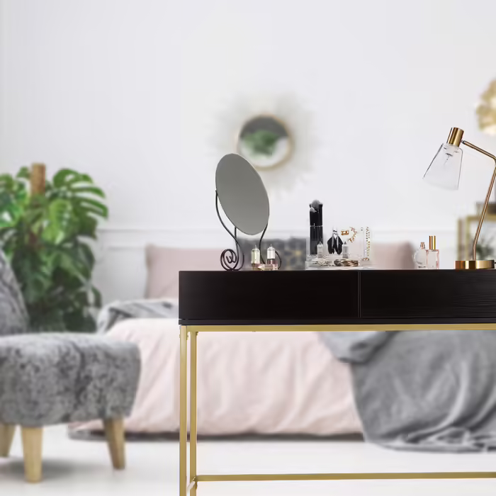 Relaxdays Console Table Gold Black