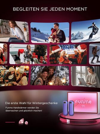 Електричні грілки для рук Funme® 10000mAh (2 шт.) з подарунковою коробкою. USB Powerbank, багаторазові, портативні, до 60°C, для жінок, ідеальні для активного відпочинку. OT95 (фіолетове золото)