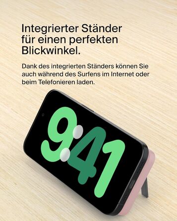 Powerbank Belkin BoostCharge Pro 10000mAh з Qi2 та MagSafe, рожевий, з інтегрованим підставкою, для iPhone 17, Air, 16, 15, 14, Pixel та інших