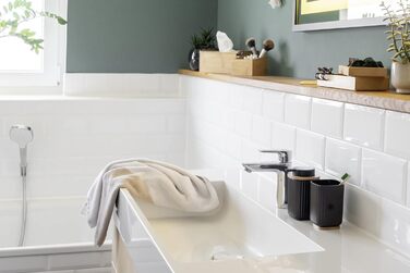 Дозатор для мила WENKO Rotello, 250 мл, з бамбуковими деталями, для мила та засобів для миття посуду, чорний/натуральний